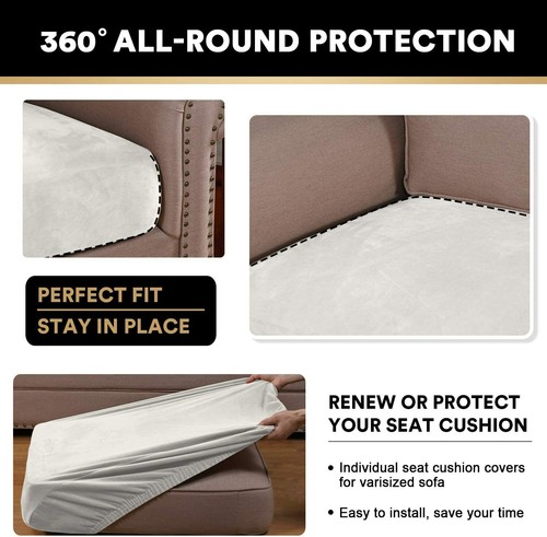 Stretch Velvet Couch Cushion Covers Sofá Seat Slipcover Chair Loveseat Protector - Imagen 42 de 44