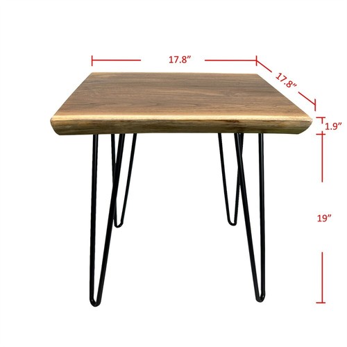 Natural Teak Wood Square End Side Table with Hairpin Legs 20.9" H Home Decor - Picture 9 of 11