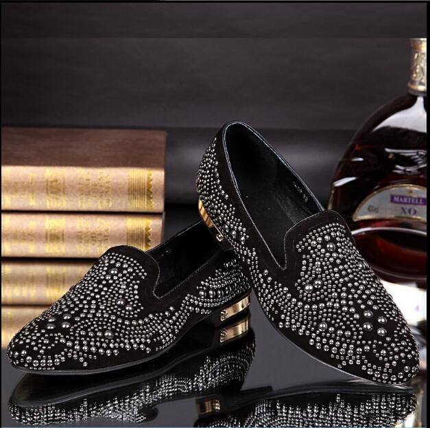 Men's Glitter Rhinestones Slip On Loafers Nightclub Dress Pumps casual Round Toe Men's Glitter Rhinestones Slip On Loafers Nightclub Dress Pumps casual Round Toe