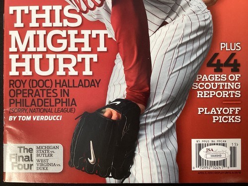 Roy Halladay Signed Sports Illustrated 4/5/10 No Label Phillies Auto HOF JSA - Picture 3 of 5