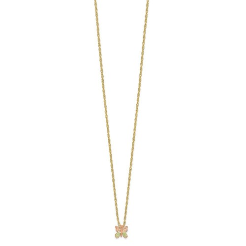 Real 10kt Tri-Color Black Hills Gold Butterfly Necklace; 18 inch - Picture 2 of 6