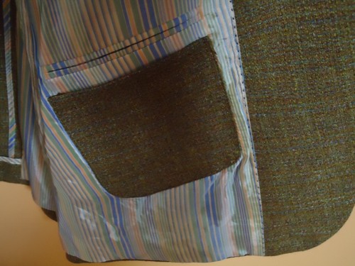 42 L Linen Ibiza Corrida light brown plaid pattern sportscoat 1 vent, 2 button - Picture 5 of 13