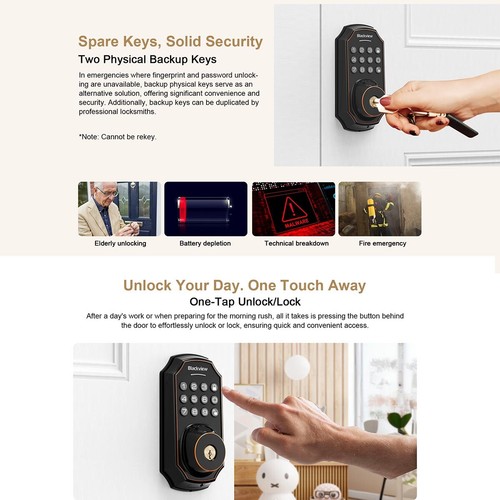 Blackview SE60 Smart Türschloss Keyless APP Eingang Riegelschloss AutoLock + Griff - Bild 15 von 23