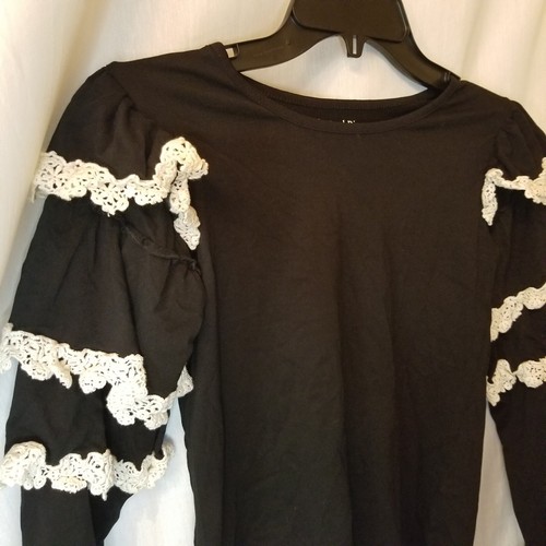Girls Top Shirt Tunic Size 12 Black Ruffled Long Sleeve Boho - Picture 9 of 9