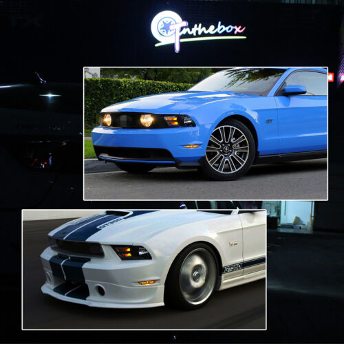 For 2010-2014 Ford Mustang Front Bumper Smoked Amber Side Marker LED Lamp Lights - Picture 8 of 9