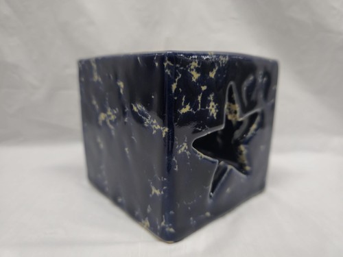 Bennington Potters Vermont Candle Votive Holder Star Shape Blue Agate Pottery - Picture 2 of 24