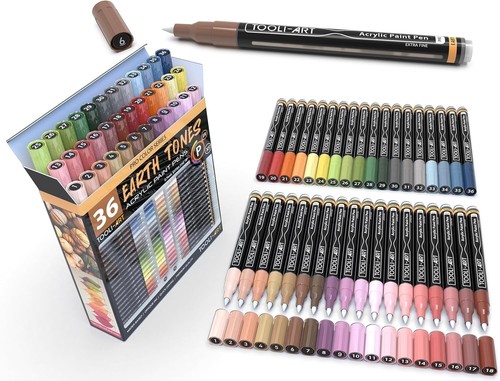 36 Acrylic Paint Pens Skin and Natural Earth Tone Marker Set For Rock Paintin... - Picture 2 of 10