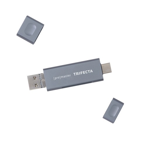 ProMaster Trifecta UHS-I Card Reader SD & Micro SD USB-A, USB-C & Micro-B #72409 - Picture 2 of 3
