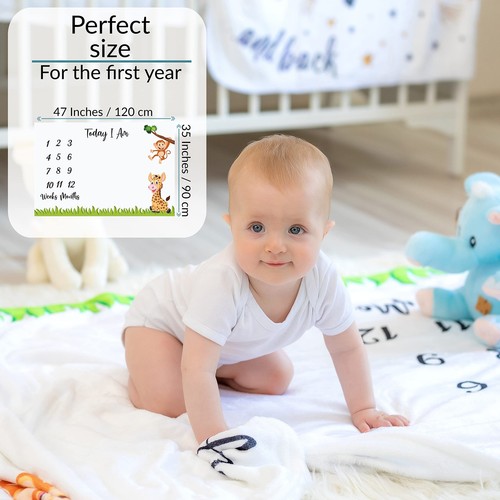 Baby Monthly Milestone Blanket | for Boy or Girl Unisex | Month Blanket Baby - Picture 5 of 7