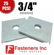 (Qty 25) 3/4" x 3" x .25 (approximately) Square Bearing Plate Washer Galvanized 