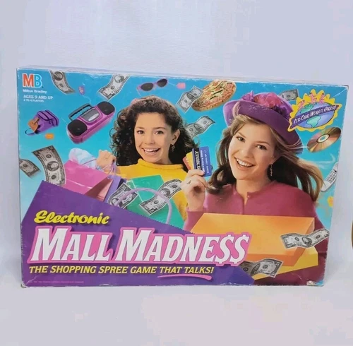 Vintage 1996 Electronic Mall Madness Board Game Milton Bradley Girls Shopping