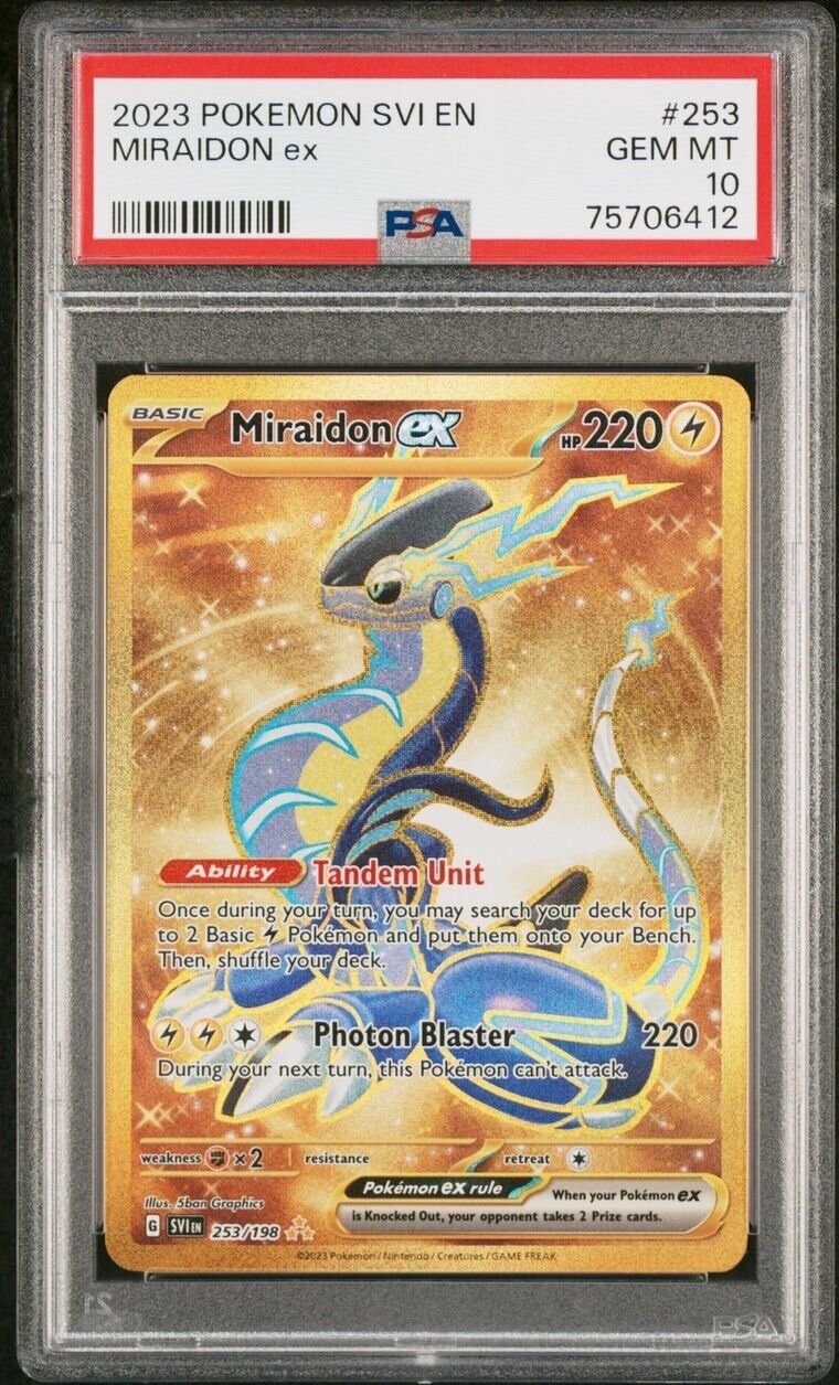 2023 Pokémon Scarlet & Violet #253 Miraidon Ex Gold Full Art PSA 6