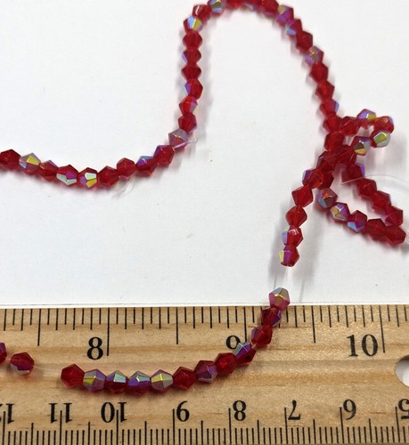 1 String Clear Transparent Red Iris AB Faceted Bicone Beads Glass 4mm 80pc - Picture 3 of 3