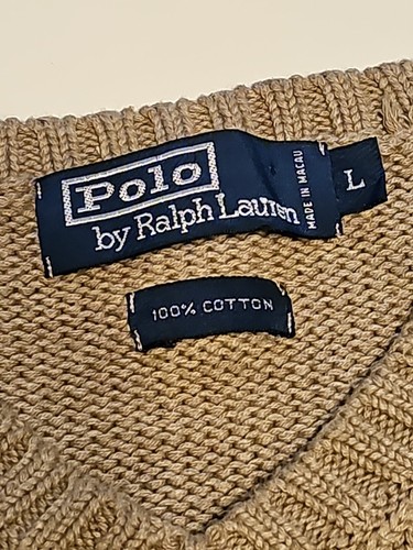 Polo Ralph Lauren maglione uomo grande marrone gilet pony pullover scollo a V cavallo scuro - Foto 2 di 12