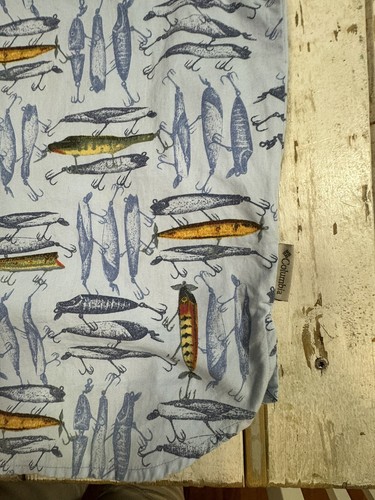 Columbia River Lodge Shirt Mens Size Large Button Up Blue All Over Fish Print - Picture 8 of 14