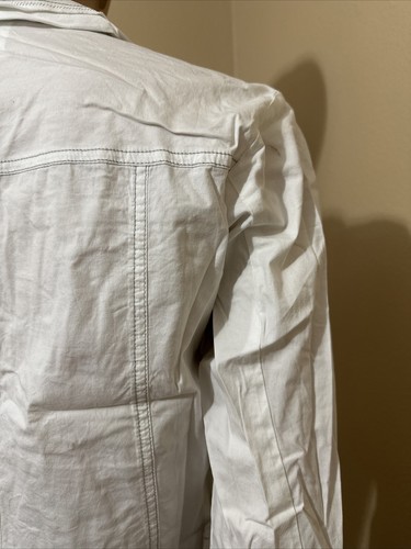 Women’s White Cotton Casual Layered Pockets Collared Button Zipper Size M Jacket - Picture 20 of 23