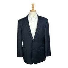 Paul Stuart Blue Striped Super 110s Wool Suit Size 40R Pant 34x27 Excellent