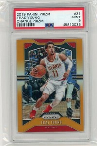 2019 Panini Prizm #31 Trae Young Orange Prizm #26/49 PSA 9