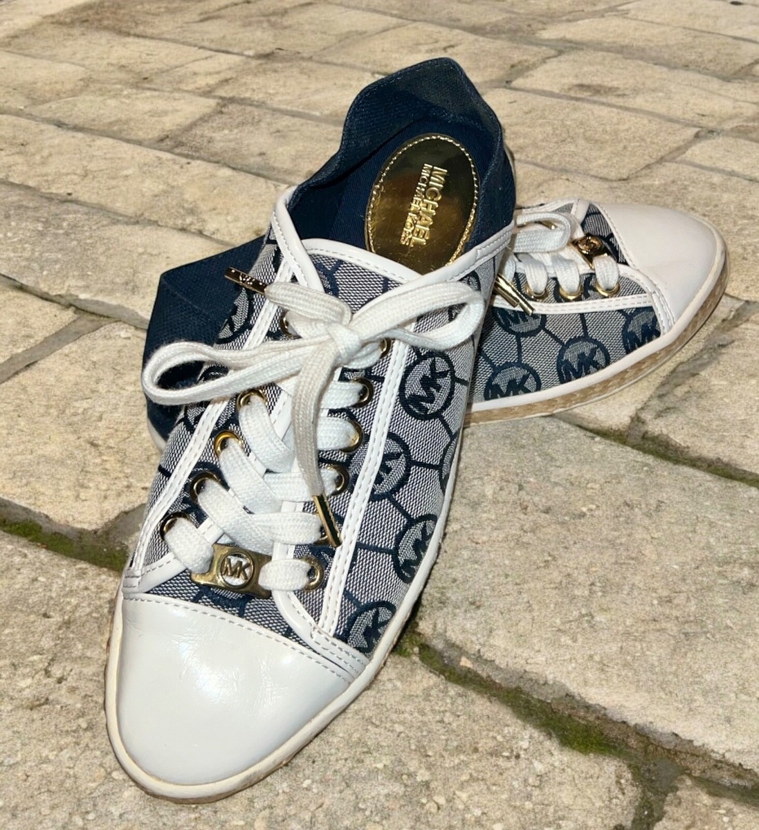 MICHAEL MICHAEL KORS ロゴ メタル装飾 スニーカー ブラック Michael Kors Logo Fashion Sneakers Womens Canvas Leather MK