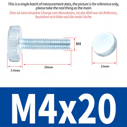 Knurled Thumb Screw Flat Head Hand Grip Knob Bolts Zinc Plated / Stainless Steel - Picture 71 of 119