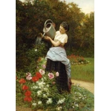 High Quality Oil painting girl Tending garden handmade on canvas wall decor 36”