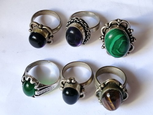 LOTE EXTREMADAMENTE RARO DE ANILLOS ANTIGUOS \PLATA VINTAGE ARTEFACTO CON ST de color - Imagen 8 de 11