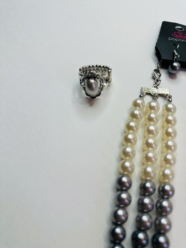 Schmuck Set Paparazzi Halskette Ohrringe Armband Ring Silber Weiß Grau Elegant - Bild 14 von 22