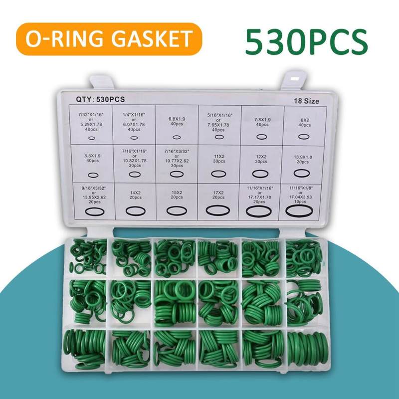 530Pcs O Ring Seals R134a Universal Car A/C Air Conditioning Rubber Gasket Kit