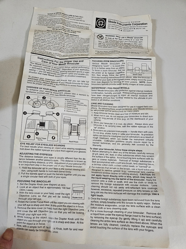 Vintage Meade Binoculars 16X32 With Canvas Casing & Instructions Pamphlet - Picture 15 of 15