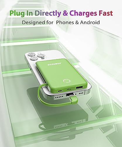 6000mAh Small Portable Phone Charger with Built in Cable Lightweight Power - Picture 5 of 7