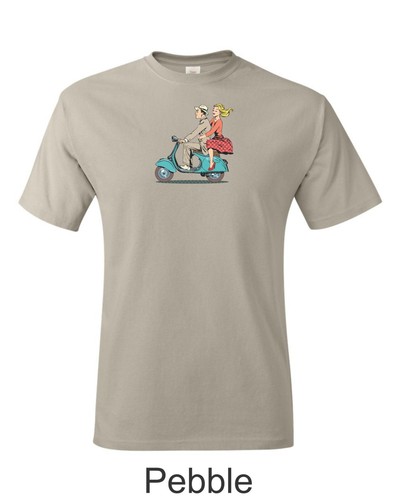 Vintage Vespa Scooter Couple Printed on Men's Shirt. FREE SHIPPING !!! - Picture 7 of 9