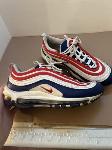 Nike Youth Air Max 97 Low Top Red White Blue CW5856-100 Sz 7Y Women’s Sz 8.5 - Picture 2 of 9