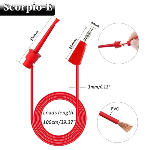 2PCS 4MM Banana Plug to Test Hook Clip Test Lead 1m Wire Mini-grabber Cable - Picture 8 of 9
