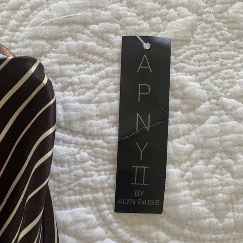 A.P.N.Y. Vestido Halter Talla 24 3XL Marrón Pin Rayas Satinado Elastizado Elegante NUEVO - Imagen 4 de 10