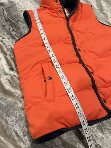 Mini Boden KIDS Size 13-14Y Orange Fleece Lined Puffer Vest Snap Closure Pockets - Picture 5 of 10