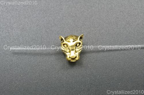 Solid Metal Leopard Head Bracelet Necklace Connector Charm Beads Gold Silver - Picture 3 of 13