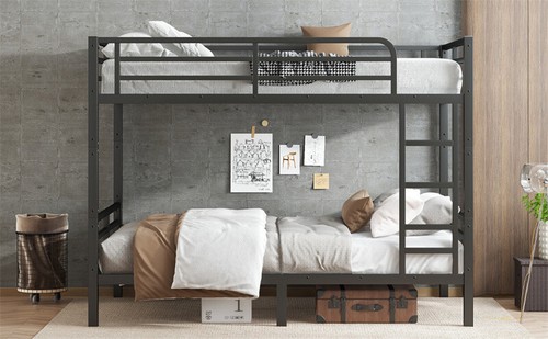 Metal Full XL Over Full XL Bunk Bed w/Under Bed Storage Space for Teens Adults - Picture 11 of 13