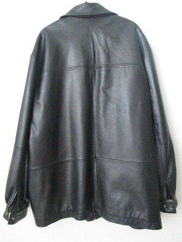 Leather Jacket Wilsons Leather Black Mid-Length XL Zipper Windproof Coat - Picture 3 of 8