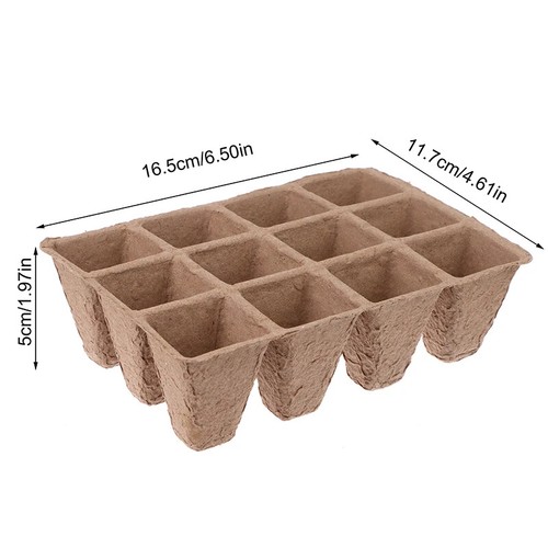 5Pcs 12-Hole Plant Nursery Tray Pulp Biodegradable Gardening Sowing Seed Planter - Picture 3 of 8