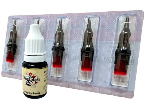SET: 5 Nadelmodule + Sailor 10ml Schwarz + 50 Farbkappen by INKgrafiX® Tattoo DE - Picture 7 of 8