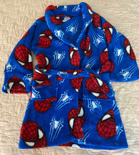 Kids Belted Robe Spider-Man Blue Marvel Sleep wear long sleeve with pocket 6 - Picture 1 of 3