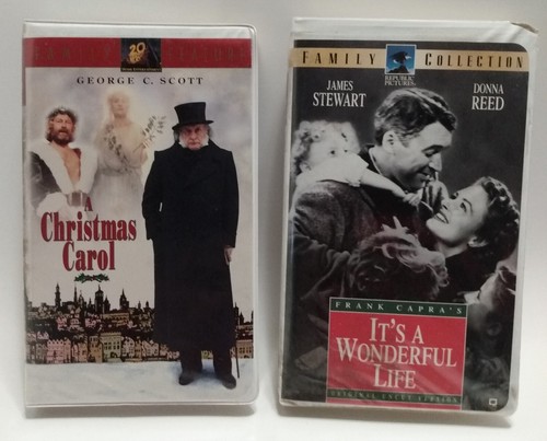 A Christmas Carol It's A Wonderful Life VSH Lot 2 Clamshell Case Holiday Movies - 第 1/9 張圖片