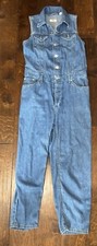 Levi's Cropped Tapered Sleeveless Denim Jumpsuit Extra Small Button Fly