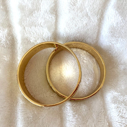Trina Turk Yellow Enamel Gold Tone Modernist Bangle Bracelet (s) - Picture 2 of 6