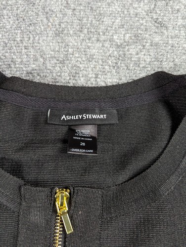 Ashley Stewart Jacket Black Full Zip Up Women Plus Size 26 Rayon Poly Spandex - Picture 6 of 9