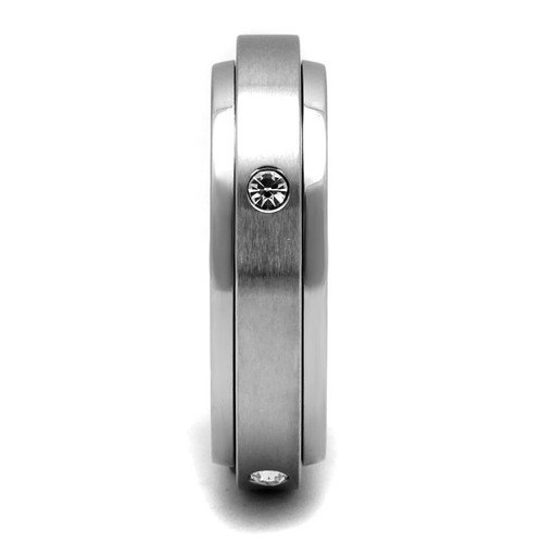 Mens silver band spinner cz ring 7 mm wedding thumb solid stamped - Picture 4 of 4