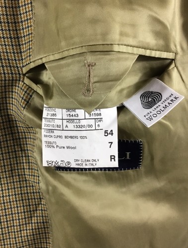 Canali Saks 5th Ave Sport Coat Men’s 44R Wool Tan Multicolored Houndstooth Check - Picture 7 of 11