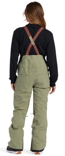 DC Crusade Oil Green Women's Snowboard Ski Bib Pants GLD0 Large - Picture 2 of 2