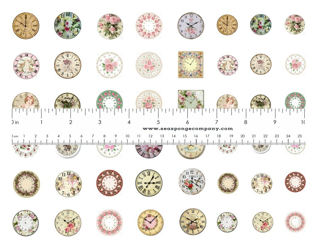 Dollhouse Miniature Shabby Chic Clock Face Stickers Labels 1:12 scale Lot of 48