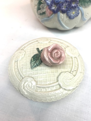 Fitz And Floyd TEAPOT Victorian Lace Pink Roses, Blue Flowers - Picture 5 of 6